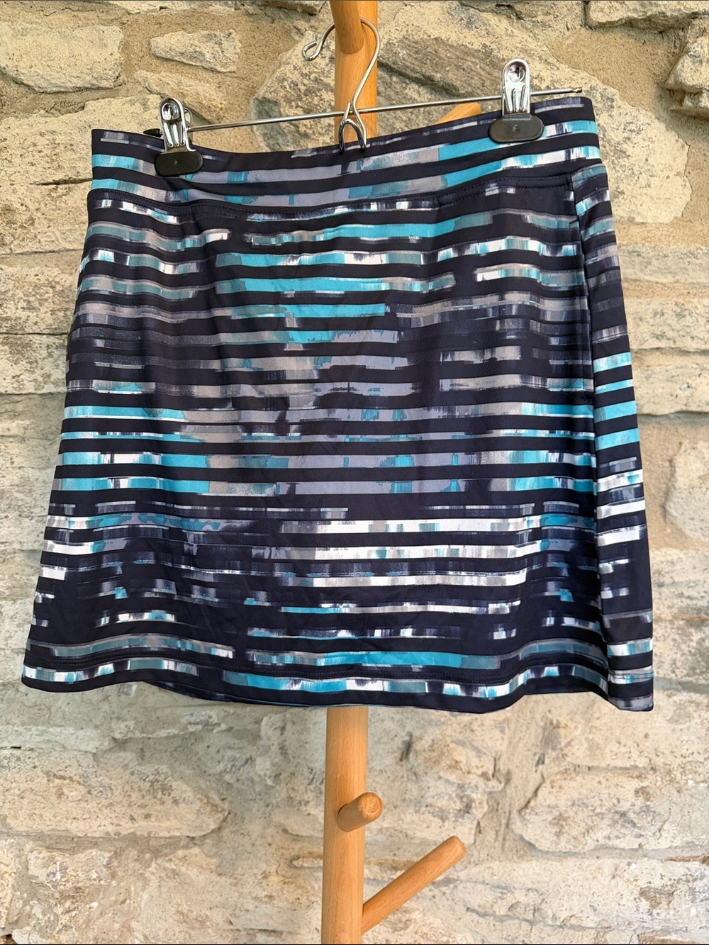 Navy Blue Striped A-Line Skort